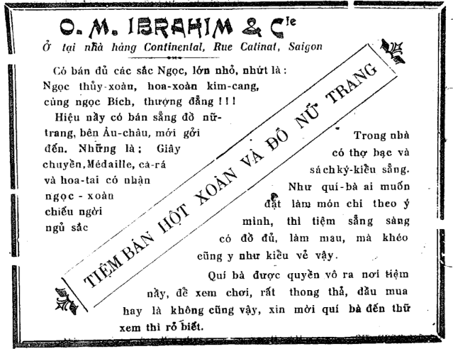 An advertisement of a jewelery shop in Nữ Giới Chung newspaper, vol. 5