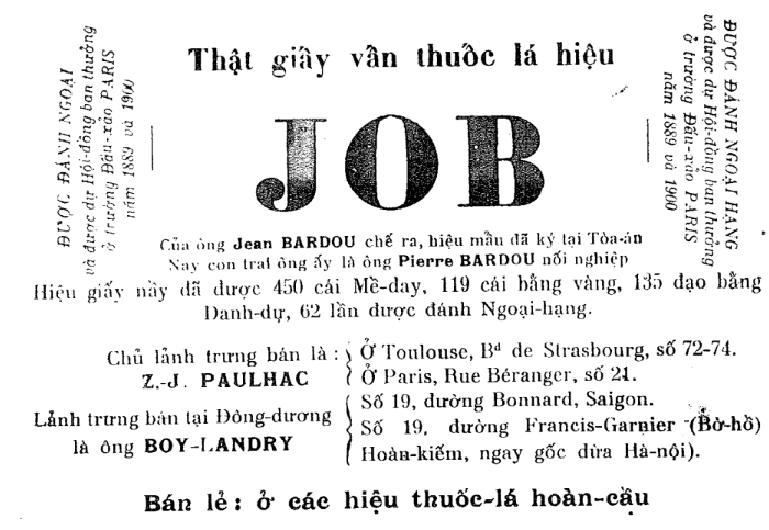 An advertisement of a cigarette shop in Nữ Giới Chung newspaper, vol.1